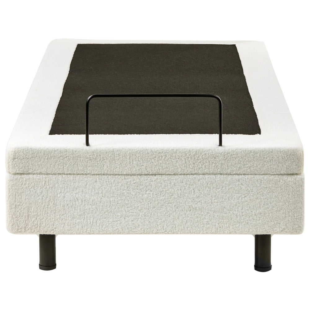 Letto elettrico tessuto bouclè bianco sporco regolabile con telecomando senza testiera 80x200 cm stile moderno