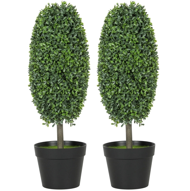 Set da 2 piante artificiali con vaso in cemento, resistenti ai raggi UV, altezza 60 cm, colore verde