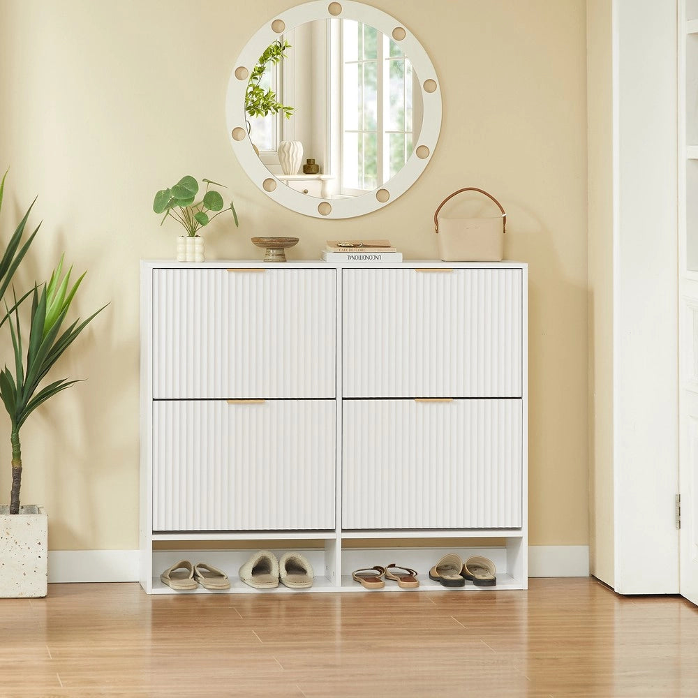 Scarpiera con Ripiano Decorativo ¨C MINIMAL ¨C Bianco, 120x24 cm, Altezza Regolabile