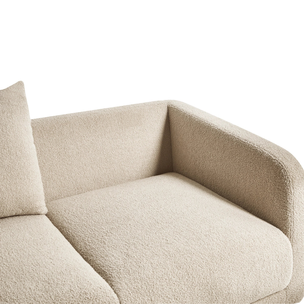 Divano a 2 posti Rivestimento in beige Gambe in legno con braccioli Angolo lettura soggiorno Stile scandinavo moderno