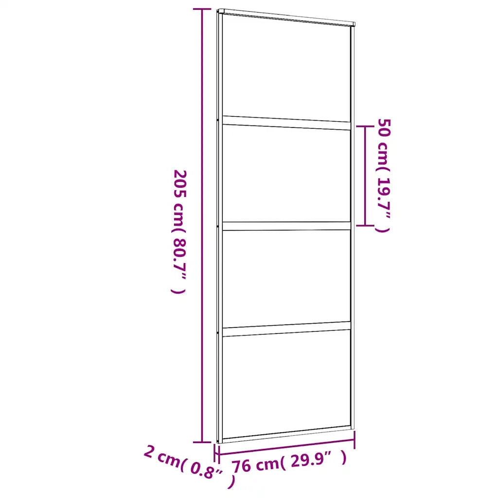 Porta Scorrevole Dorata 76x205 Vetro Smerigliato ESG Alluminio 155181