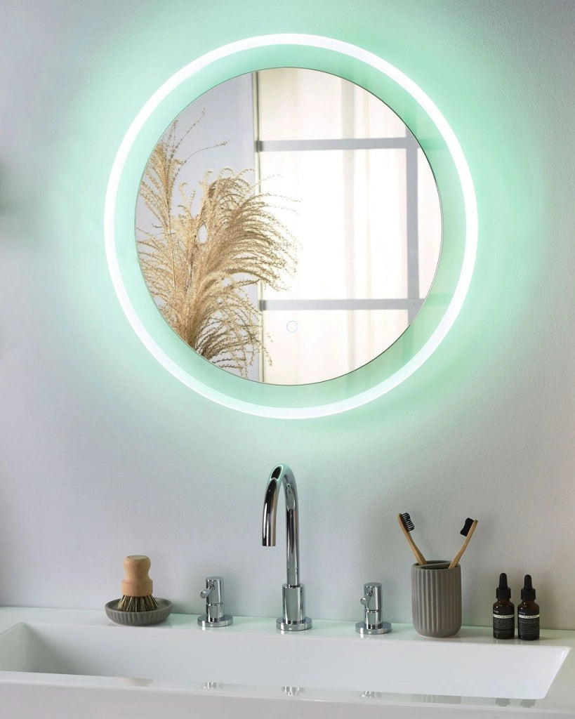 Moderno Specchio da Bagno Rotondo con Luci LED ø 58 cm soggiorno