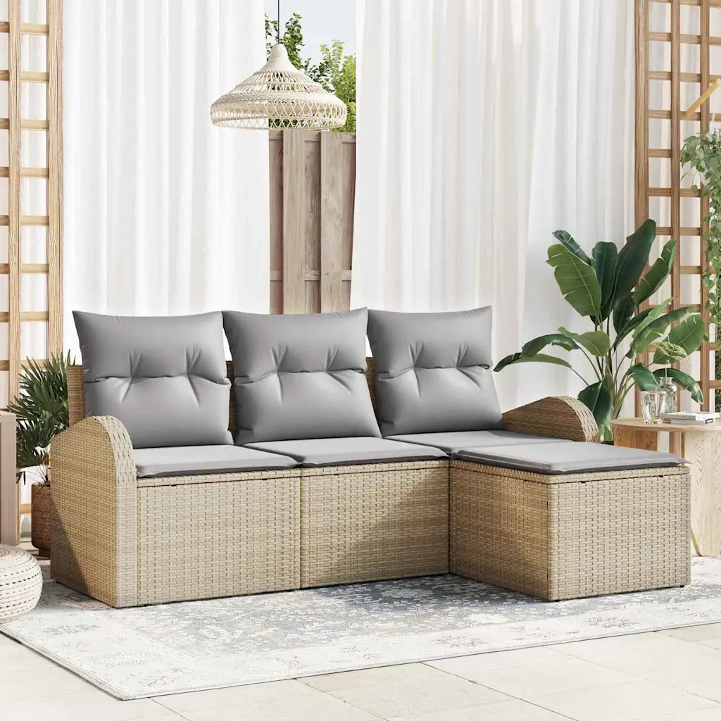 Set di divani 4 pcs Beige e Grigio Chiaro polyrattan 3354659