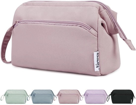 Borsa da Toletta per Donne Borsa Cosmetici Borsa per il Trucco Borsa per il Trucco da Viaggio con Compartimento Ampio per Donne (Rosso)