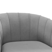 Poltrona in Velluto Imbottita con Gambe Dorate in Poliestere e Acciaio, 71x72x75cm, Grigio