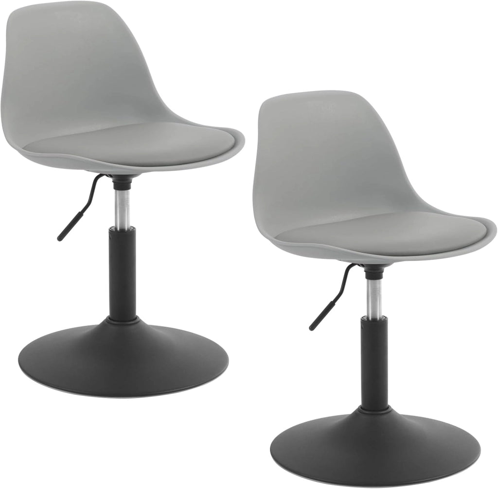 2x Sgabello con Schienale Moderno Sedia da Cucina Girevole a 360° Altezza Regolabile Senza Braccioli in PU Altezza della Sedia 39,5cm-50,5cm Nero BH304sz-2