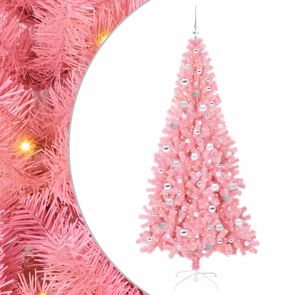 Albero di Natale con 300 LED con supporto Rosa 210 cm PVC