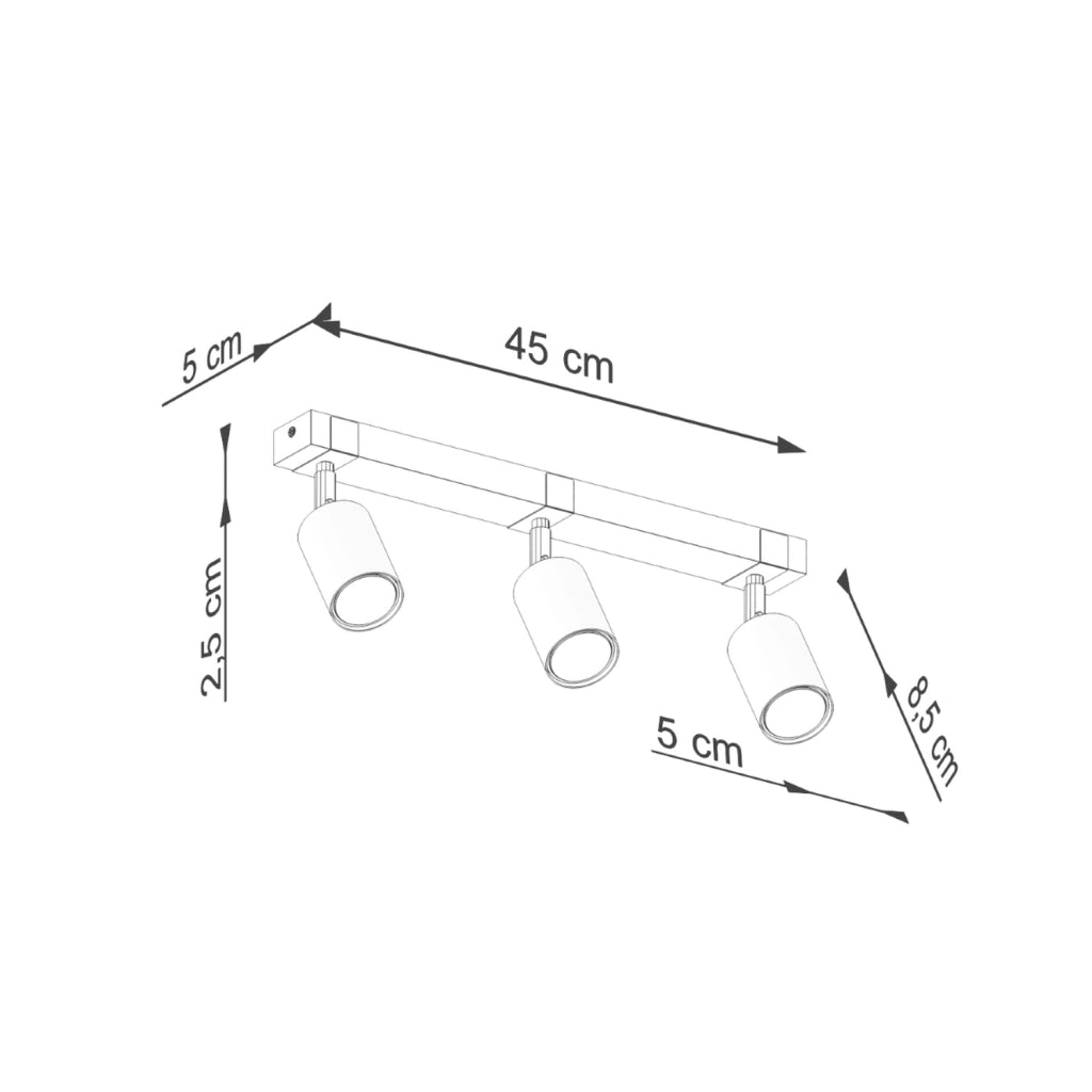 Spot soffitto nordico triplo nero 3xGU10 10W Nordal