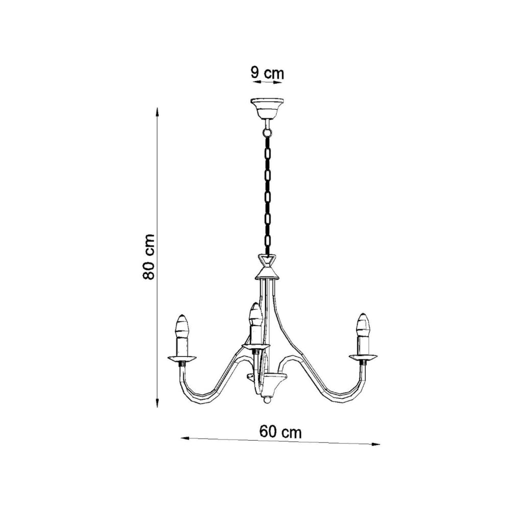 Lampadario a candeliere PALADA nero 3xE14 Pure Lume