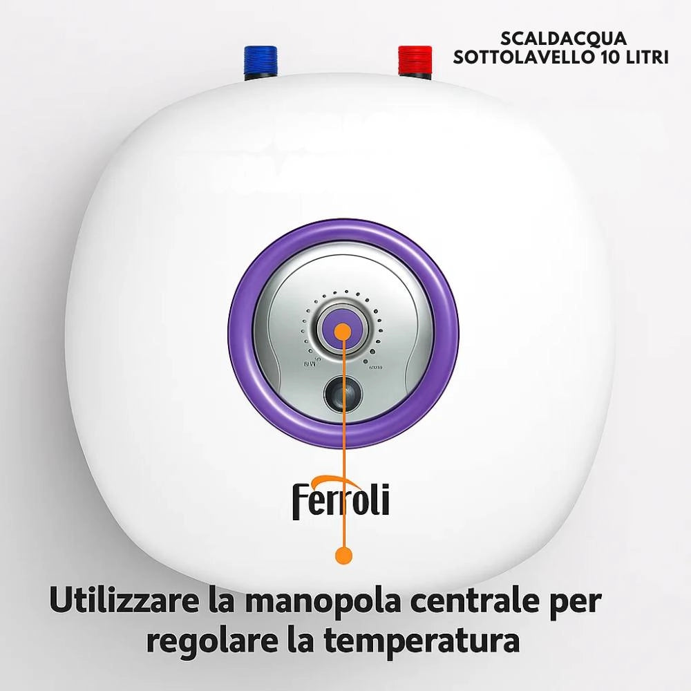 Scaldacqua elettrico sottolavello ferroli bravo pratico e affidabile *** capacità 10 litri, confezione 1