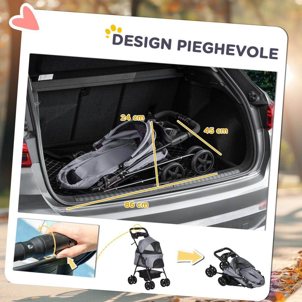 Cestino Portaoggetti per Passeggino Cani Pieghevole ¨C Zephmum ¨C Grigio