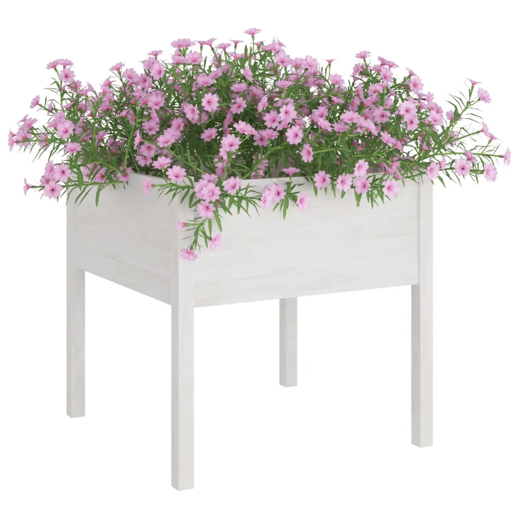 Fioriera da Giardino-Vaso da Esterno Bianca 70x70x70 cm Legno Massello di Pino 495619
