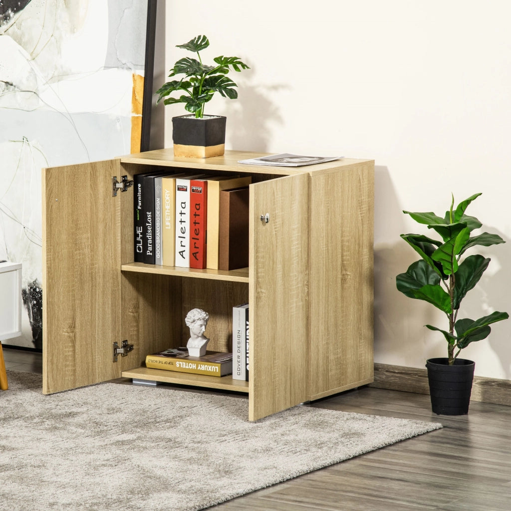 EasyComfort Mobiletto Multiuso a 2 Ante, Mobiletto Soggiorno o Ufficio in Legno con Maniglie in Alluminio, 70x39x70cm
