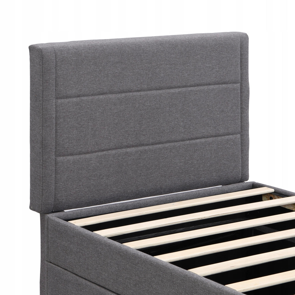Letto imbottito 90x200 - Xylo - Grigio con struttura in metallo