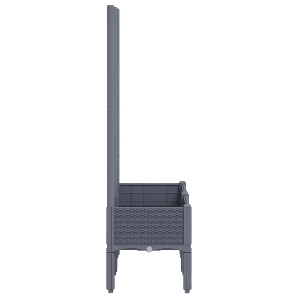 Fioriera rialzata per piante fiori terrazza giardino con traliccio 80 x 40 x 142 cm PP grigio 02_0038310