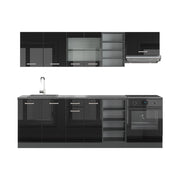 Cucina componibile R-Line Nero lucido/Antracite 240 cm, PL Antracite Vicco