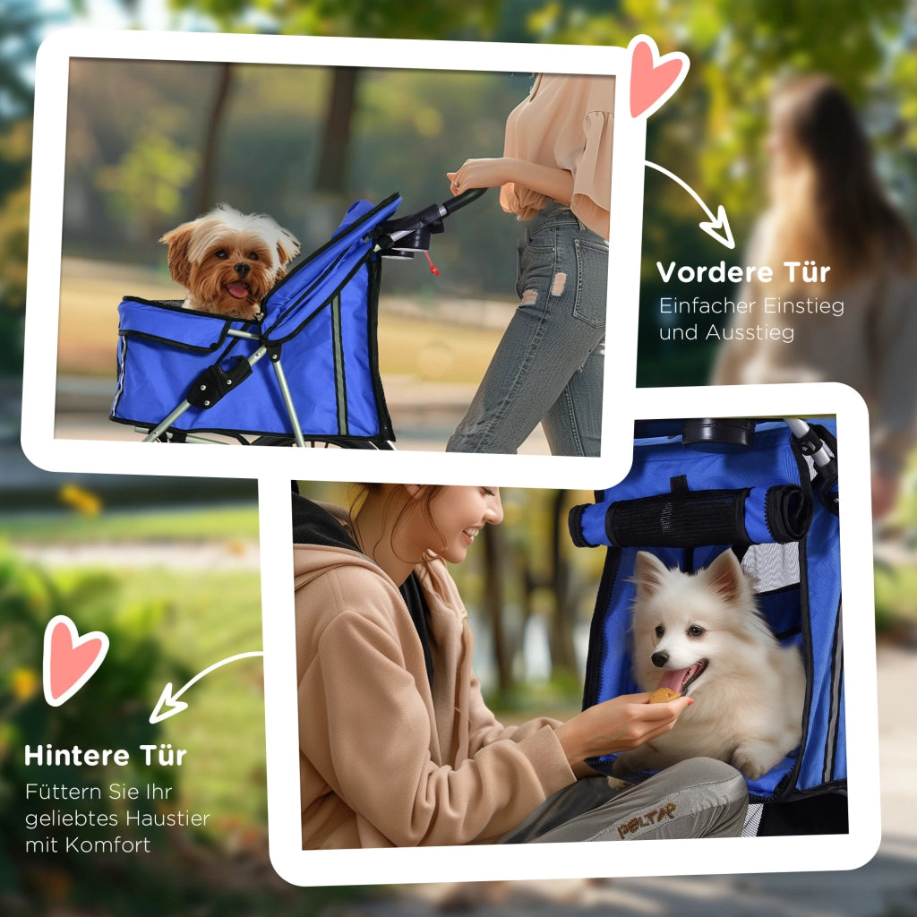 Carrello per cani pieghevole con portabottiglie ¨C zephmum ¨C Blu