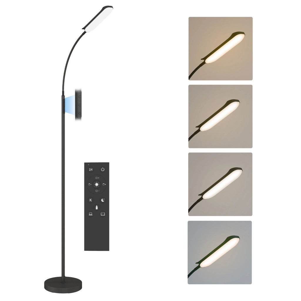 Lampada da terra per soggiorno ¨C Minimal ¨C nero, telecomando, controllo touch, regolabile