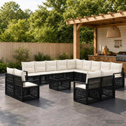 Set Divano da Giardino 14 pcs Nero polyrattan 3435895