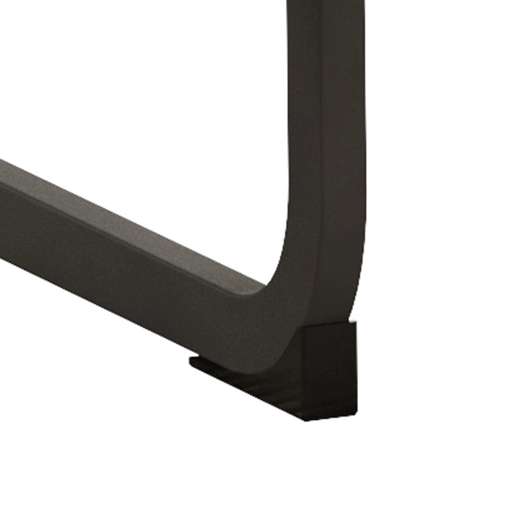 Sedia da pranzo in tessuto tecnico marrone con schienale ergonomico e struttura in metallo nero