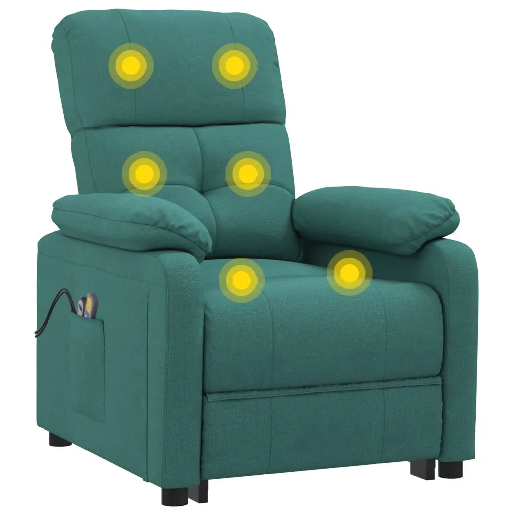 Poltrona Elettrica Massaggiante Reclinabile Verde Scuro Tessuto cod mxl 32502