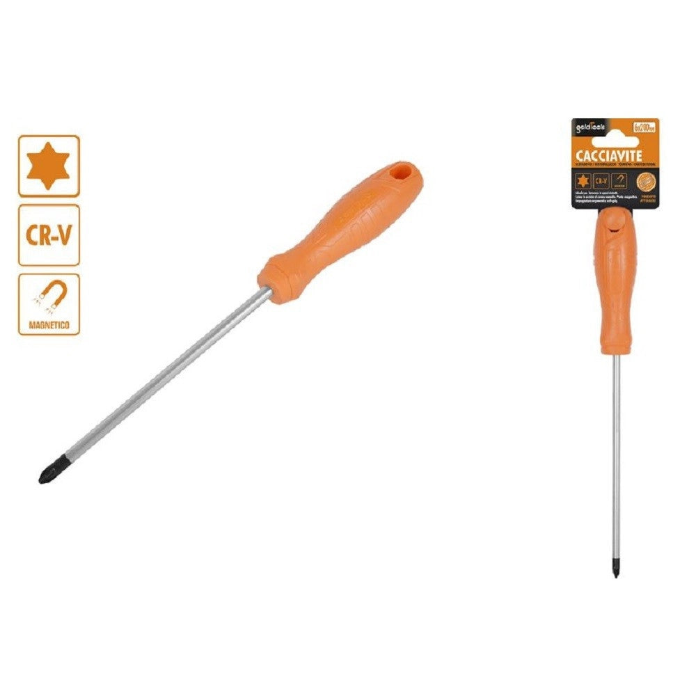 Trade Shop - Cacciavite Giravite 6x200mm Con Punta Magnetica A Stella In Acciaio Cr-v 97519 -