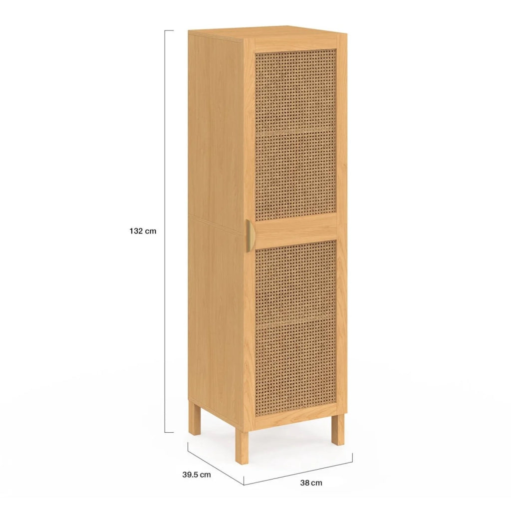 IDMarket - EDHEN Contenitore a 1 anta con ripiani in canna color legno