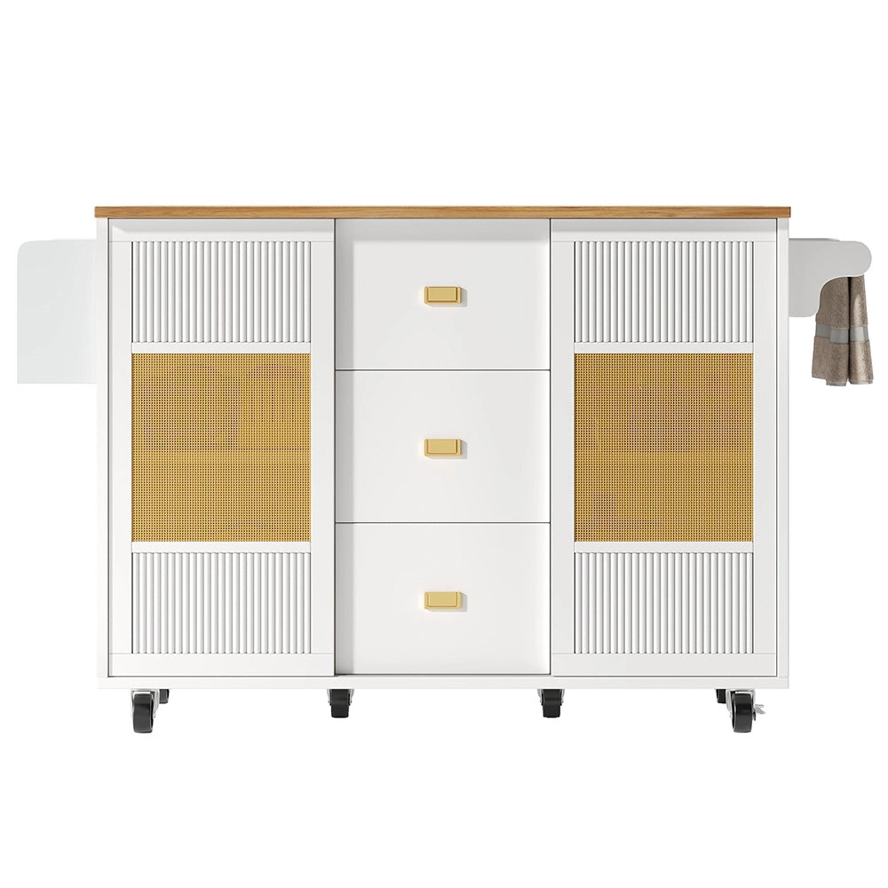 Isola cucina indipendente - Xylo - 120x73x90cm bianco ruote