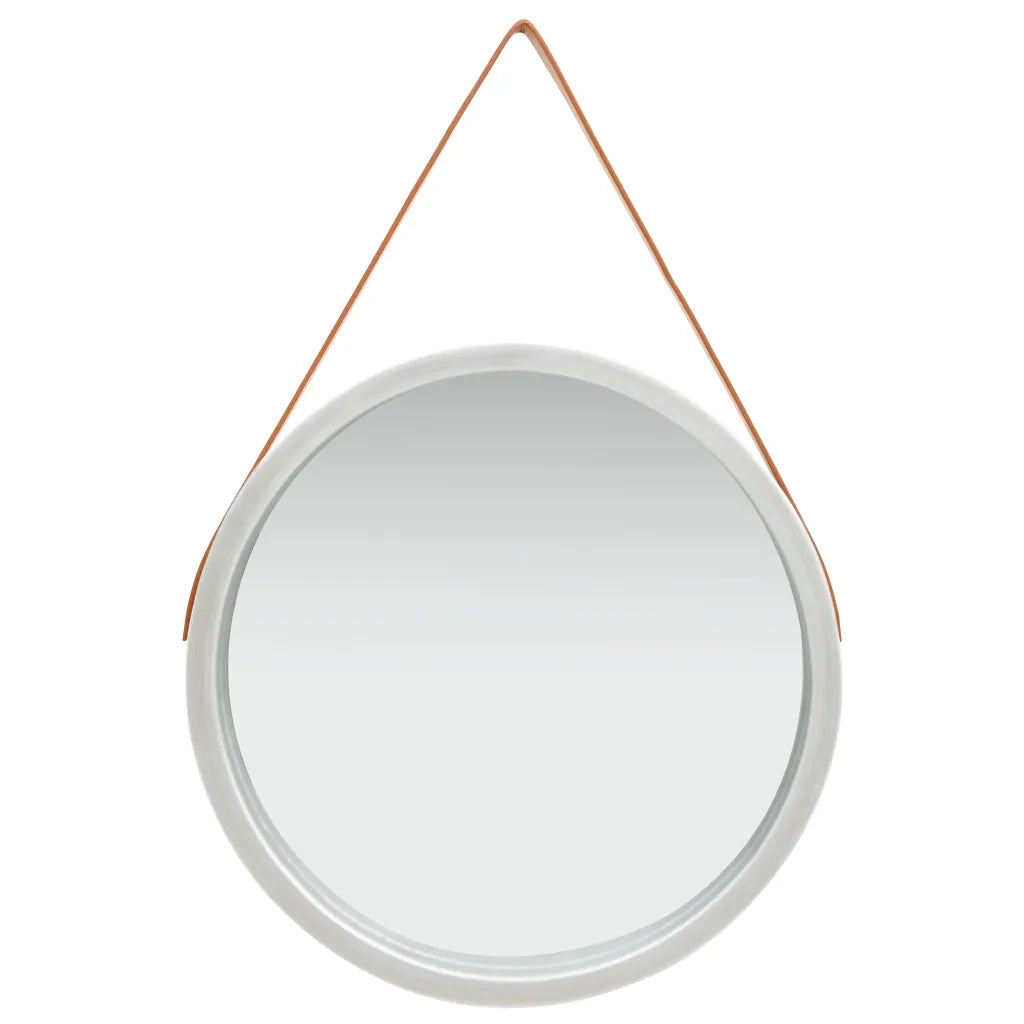 Specchio da Parete con Cinghia 60 cm Argento