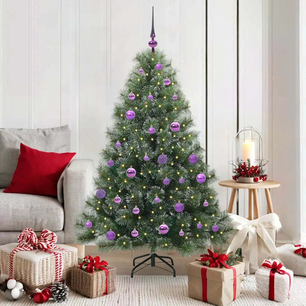 Albero di Natale | Decorazioni natalizie artificiale con 150 LED Verde 150 cm PE e PVC