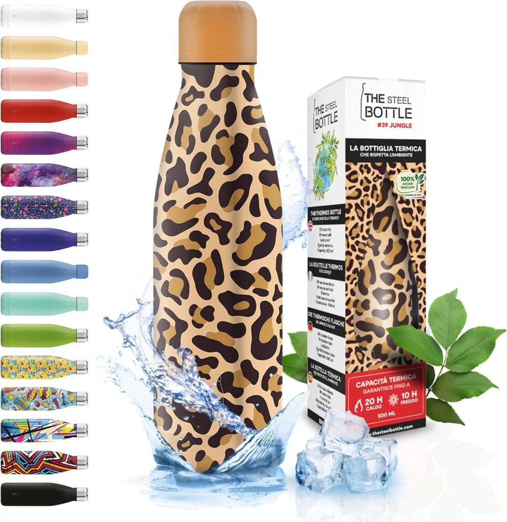 The Steel Bottle Bottiglia termica in Acciaio Inox Capacità 500 ml Chiusura Ermetica - Jungle
