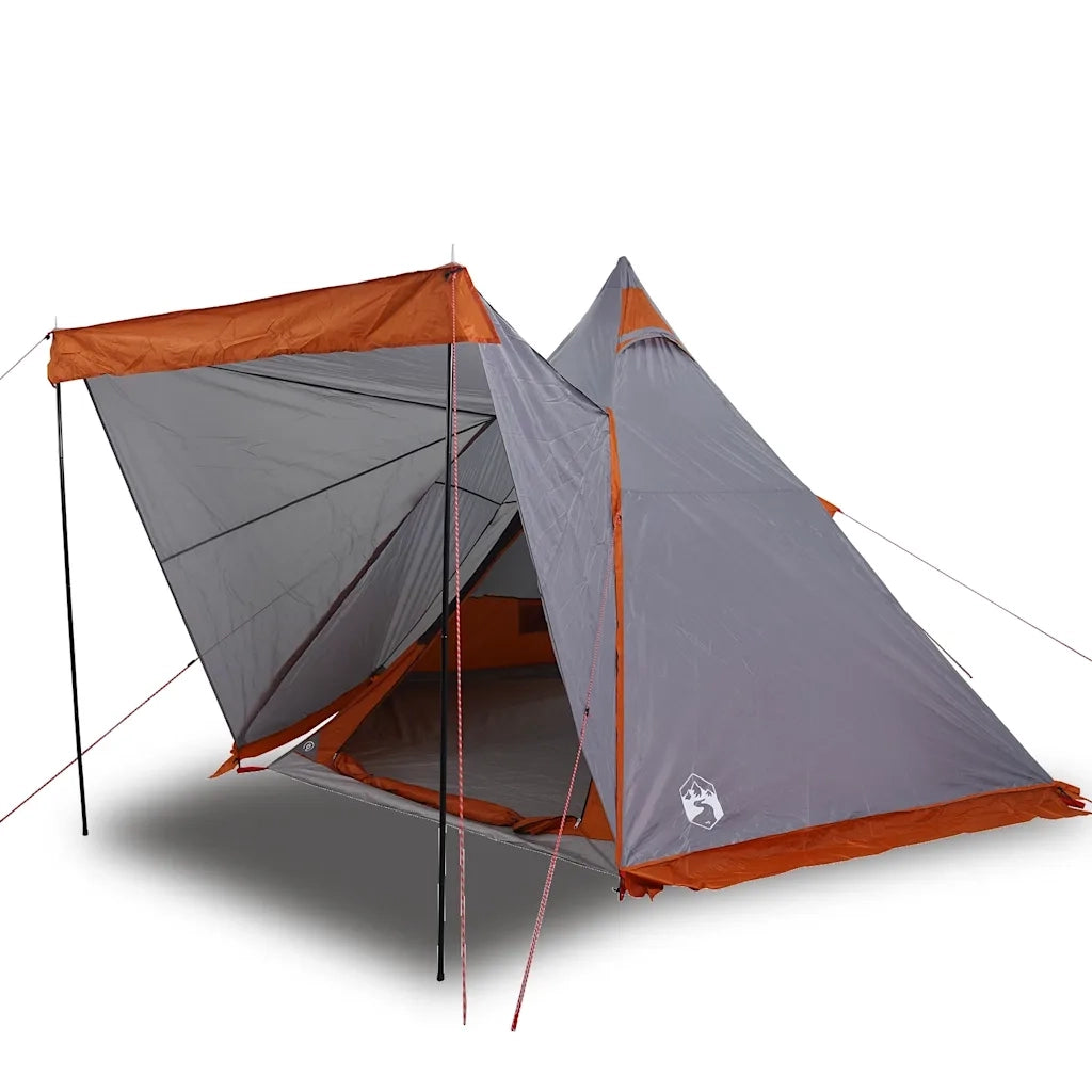 Tenda Familiare Tipi 6 Persone-Tenda da campeggio Grigia e Arancione Impermeabile 781299
