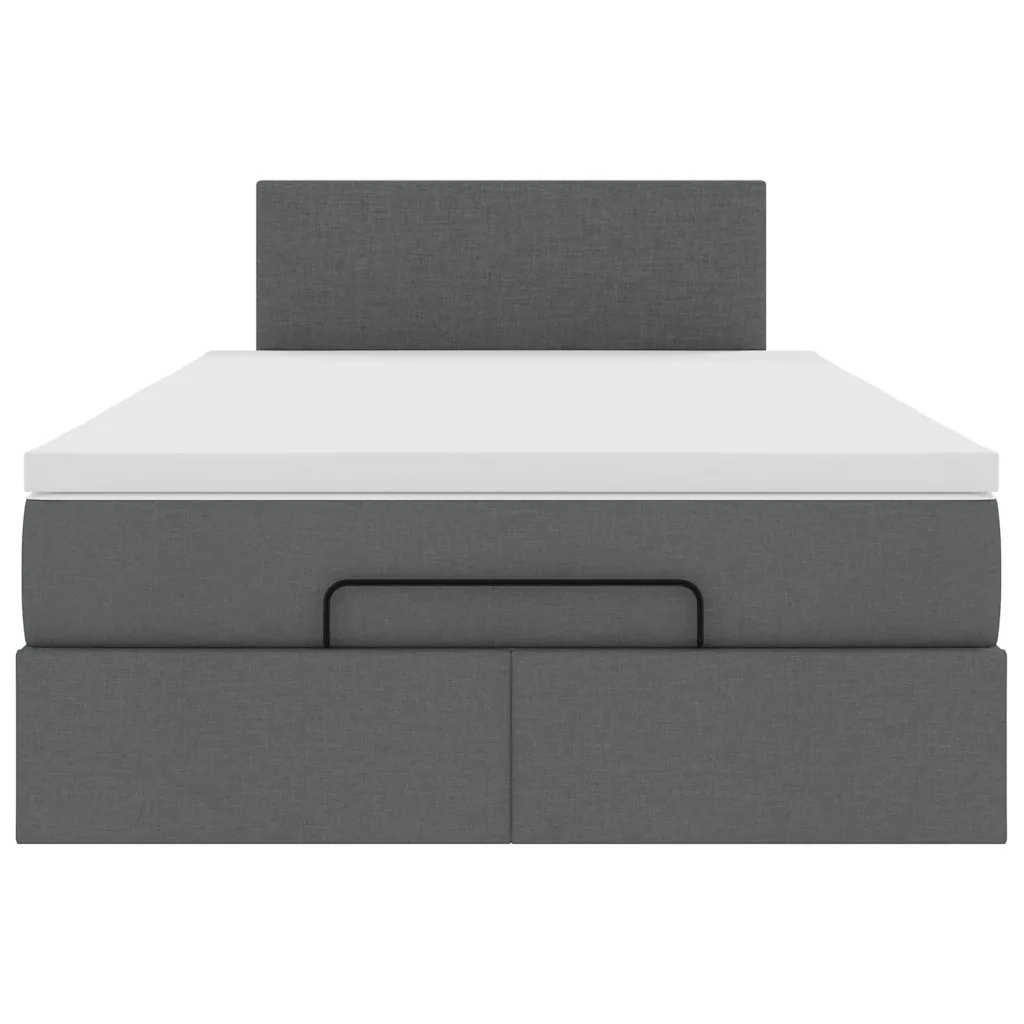 Pouf Letto con Materasso e LED Grigio Scuro 120x190 cm Tessuto 3312209