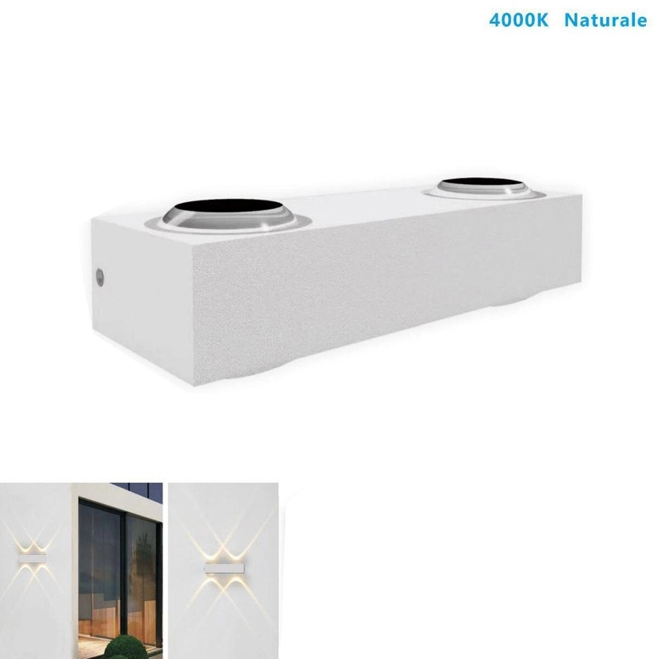 APPLIQUE LED 4W BIANCO LAMPADA LUCE NATURALE PARETE UP DOWN ESTERNO INTERNO