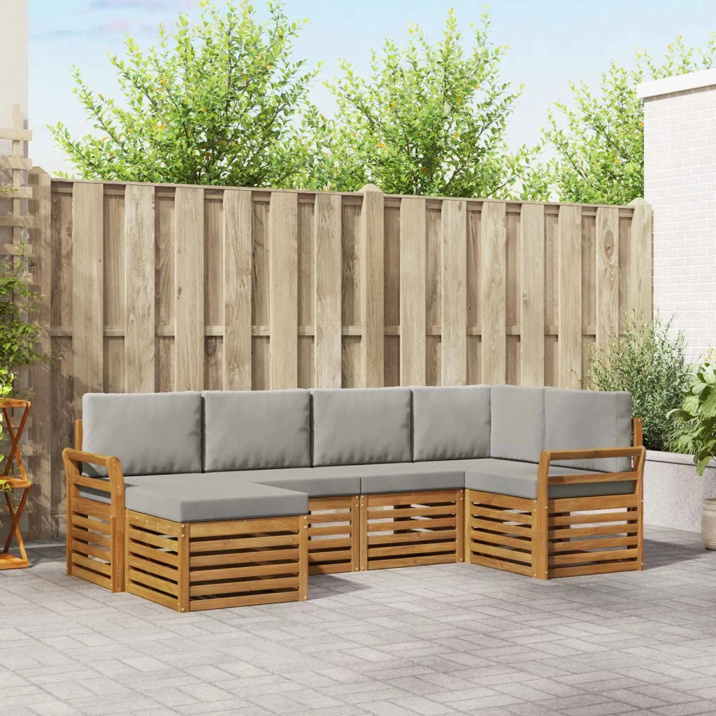 Set divano sezionale con cuscino 6 pcs Grigio Naturale e Chiaro 3375091