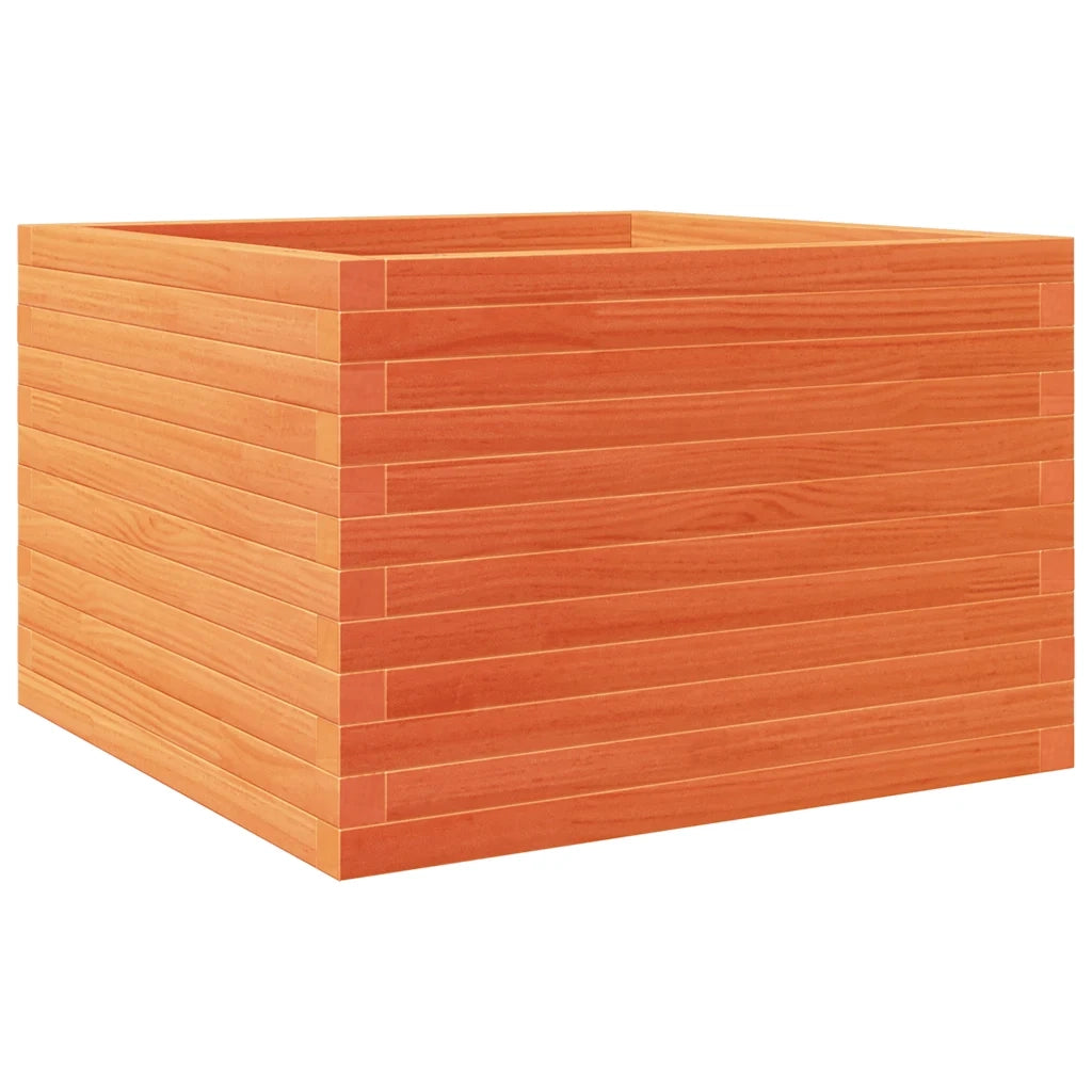 Fioriera Giardino-Vaso da Esterno-Contenitore per Piante Marrone Cera 70x70x46 cm Legno Massello Pino