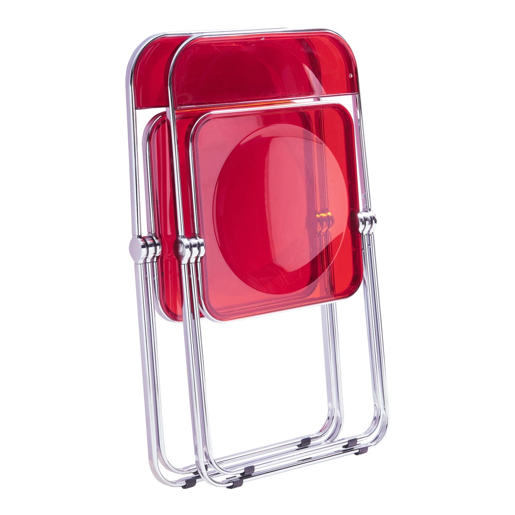 Set di 2 sedie pieghevoli da esterno per giardino campeggio e terrazza 74 x 46 x 47 cm rosso 03_0009647