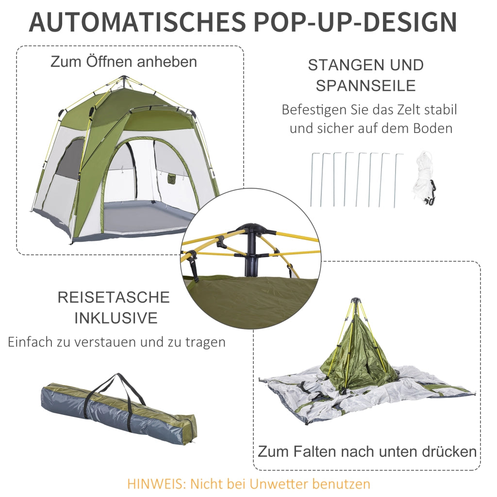 Tenda da Giardino Pop Up ¨C zephmum ¨C Verde Grigio 240x240x199 cm