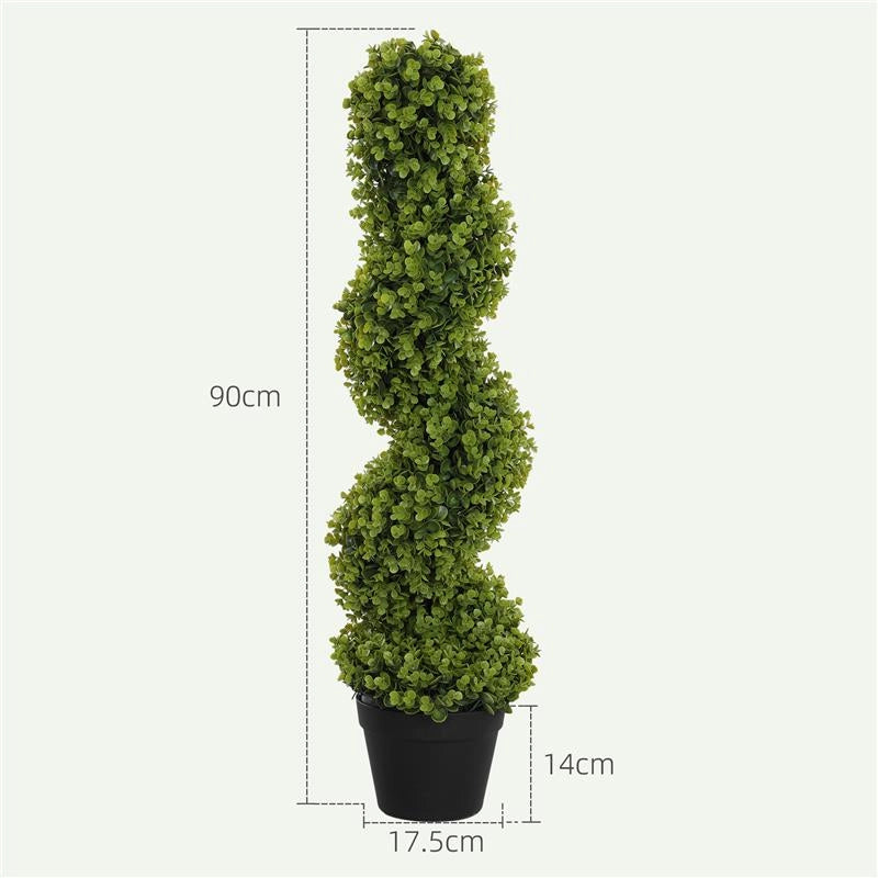 PIANTA FINTA DI EUCALIPTO A SPIRALE CON VASO INCLUSO PER INTERNO ED ESTERNO ALTEZZA 90 CM VERDE