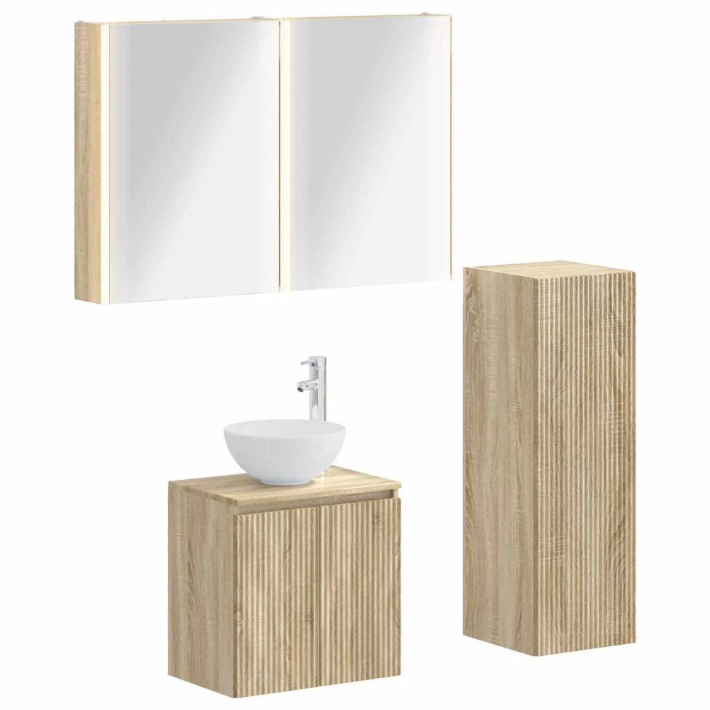 Set di mobili per il bagno 4 pcs Rovere Sonoma 3407425