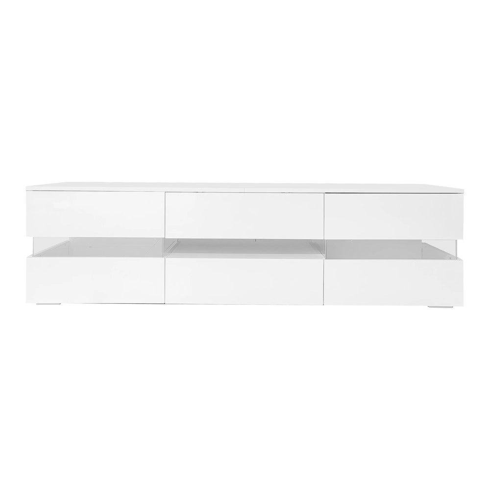 Mobile TV con LED ¨C Xylo ¨C Bianco Lucido, 2 Ante, 1 Cassetto, 160x39x45, per TV 70 Pollici