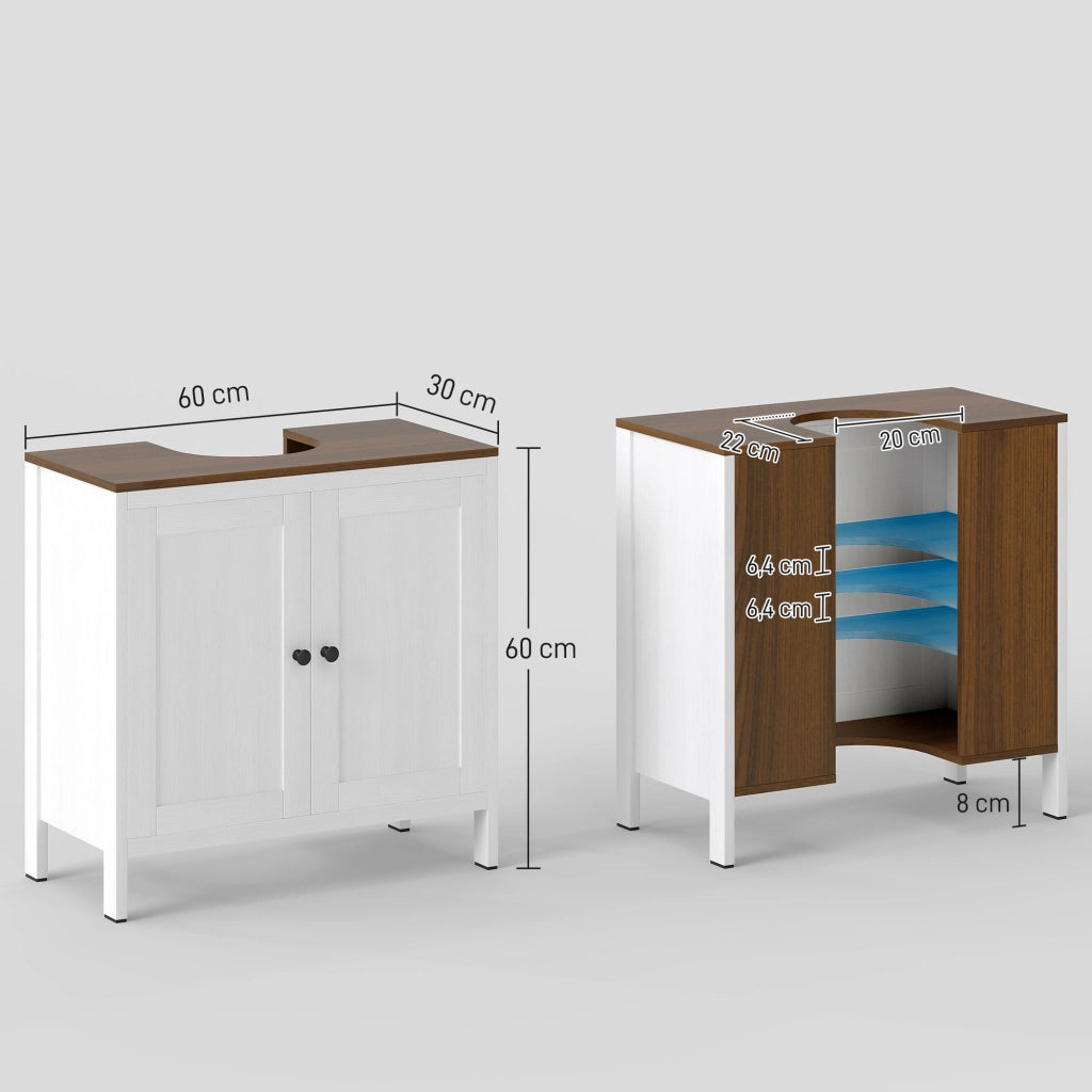 Mobiletto sottolavabo con ante ¨C zephmum ¨C bianco 60x30x60 cm