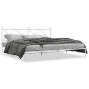 Letto matrimoniale | Letto per adulti | Giroletto con Testiera Metallo Bianco 193x203 cm