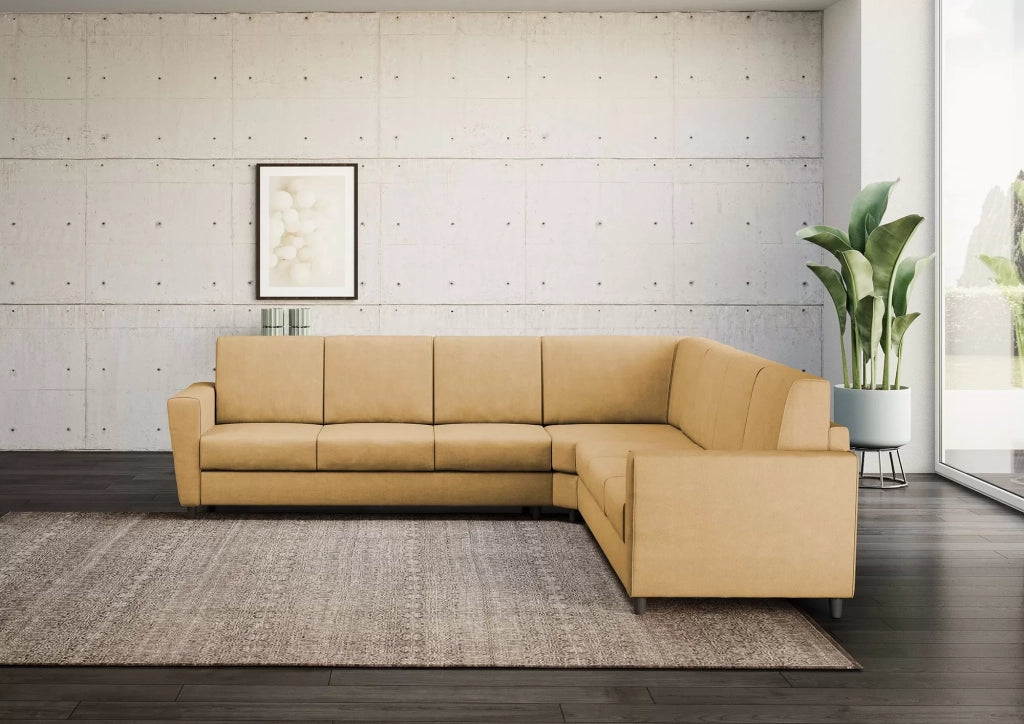 Divano yasel 3 posti  (tre sedute da 60cm) + angolo + divano 3 posti (tre sedute da 60cm) misure esterne l.288x288 | ocra - Mobili 2G
