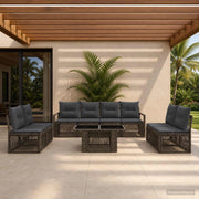 Set Divano da Giardino 9 pz Grigio e Grigio Scuro polyrattan 3437084