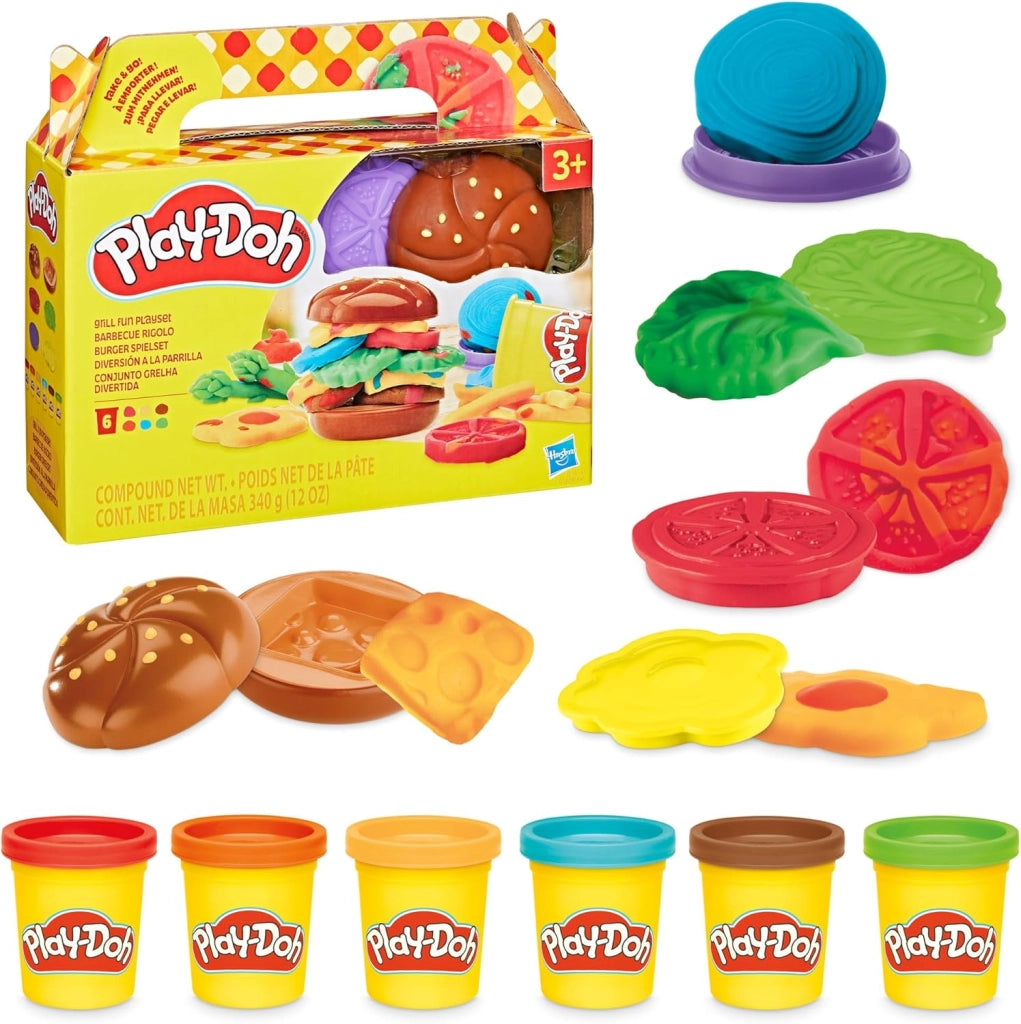 Play-Doh, Playset Divertimento alla Griglia,Include 10 Vasetti di Pasta Modellabile e Accessori, Hasbro,Eta 3+