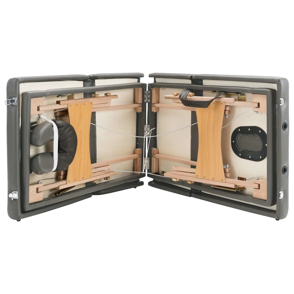 Lettino da Massaggio 4 Zone Telaio in Legno Antracite 186x68cm cod mxl 65827
