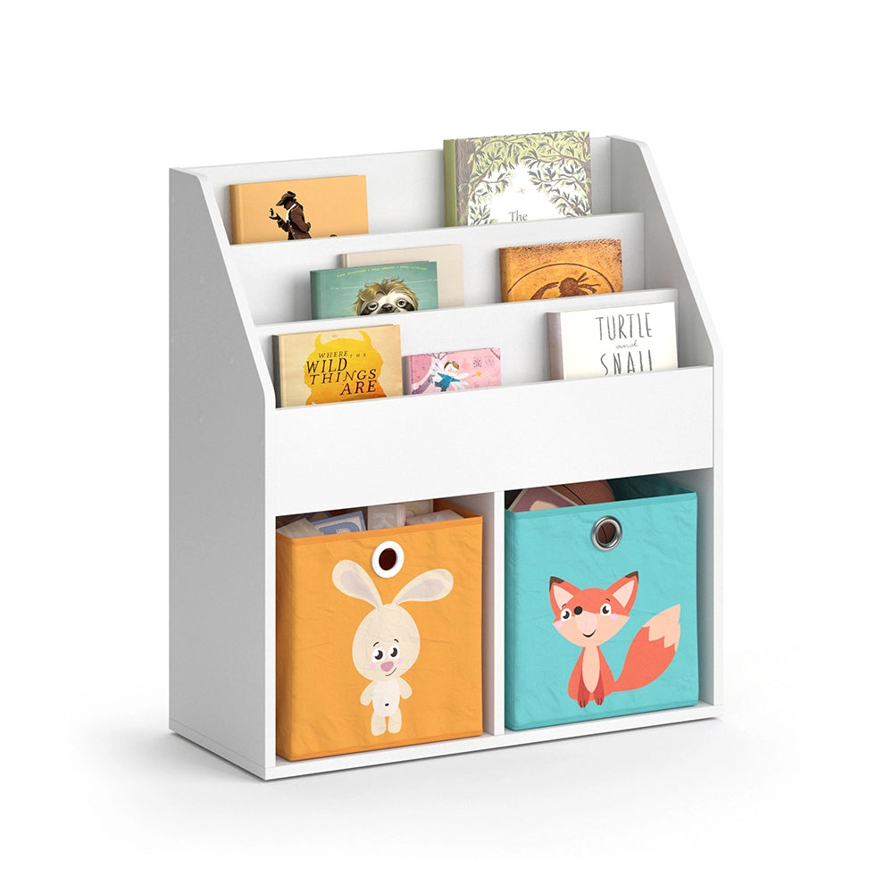 Vicco Libreria bambini Bianco 30.7 x 79 cm con 2 scatole pieghevoli opt.1