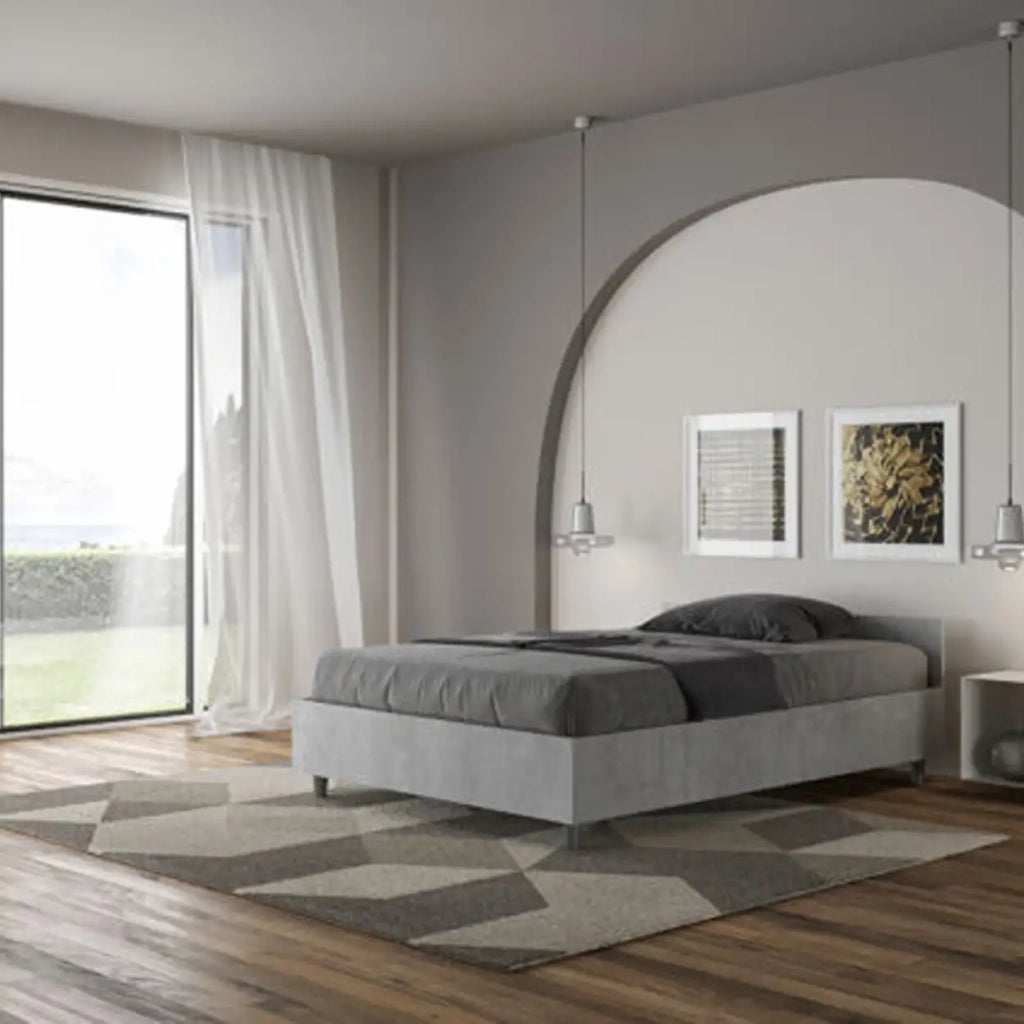 Letto una piazza e mezza con rete 120x190 cemento Nuamo