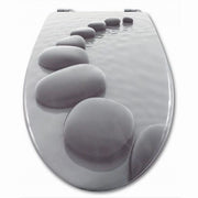 Trade Shop - Copriwater Universale Con Stampa Pietre Zen Copri Tavoletta Wc Bagno Legno Mdf -        3,5